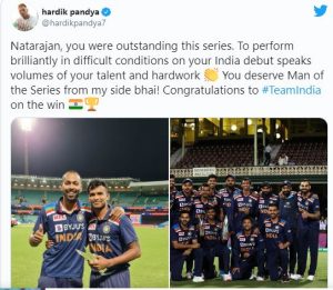 hardik pandya natarajan team india saakshatv