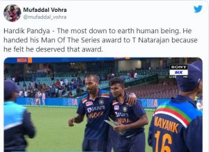 natarajan hardik pandya saakshatv team india cricket