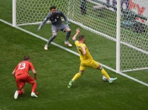 orth Macedonia's Daniel Avramovski in action with Ukraine saaksahtv