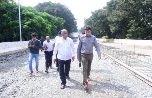 Minister V. Somanna Inspection of West of Cord Road flyover work