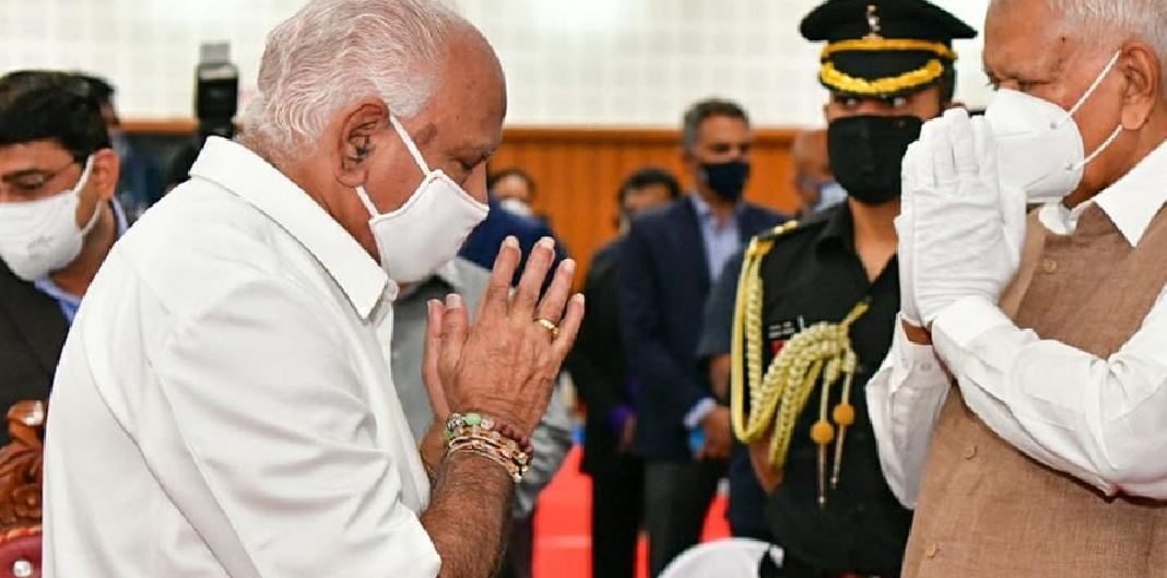 ರಾಜ್ಯಪಾಲರನ್ನು ಭೇಟಿ ಮಾಡಿದ ಬಿಎಸ್‍ವೈ; ಕೊರೊನಾ ನಿಯಂತ್ರಣ ಬಗ್ಗೆ ಚರ್ಚೆ