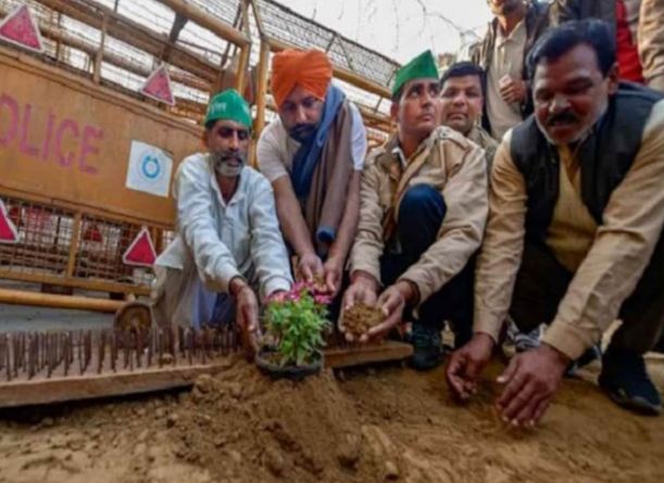 Farmers planting flower