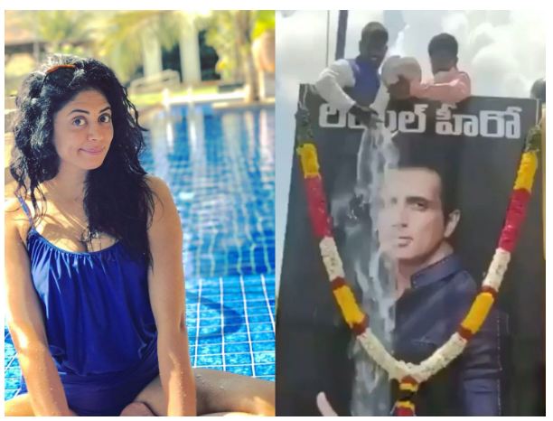 ಸೋನು ಸೂದ್‌ ಕಟೌಟ್ ಗೆ ಅಭಿಮಾನಿಗಳಿಂದ ಹಾಲಿನ ಅಭಿಷೇಕ  – ಮೂರ್ಖತನ ಎಂದು ಕೆಂಡಕಾರಿದ ನಟಿ  