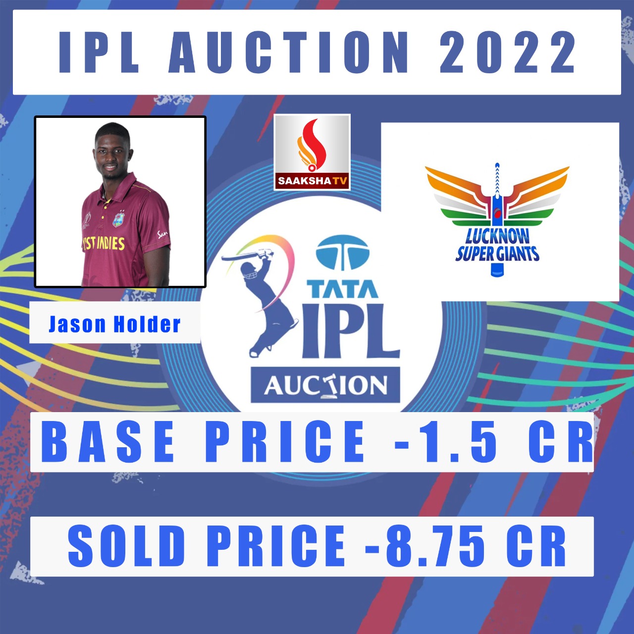 IPL 2022 Live Auction : ಲಕ್ನೋಗೆ ಜೇಸನ್ ಹೋಲ್ಡರ್ - Saaksha TV