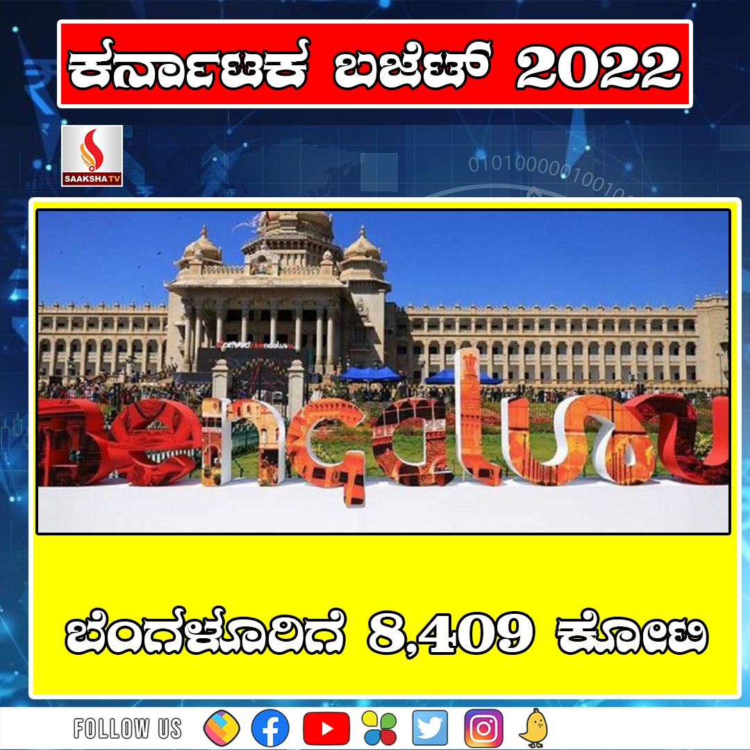 ಕರ್ನಾಟಕ ಬಜೆಟ್ ಲೈವ್ –  ಬೆಂಗಳೂರಿಗೆ 8409 ಕೋಟಿ ರೂಪಾಯಿ ಅನುದಾನ