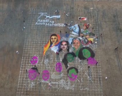 Indore artist makes 12000 sq ft of rangoli on eve of International Women’s Day 130796-2