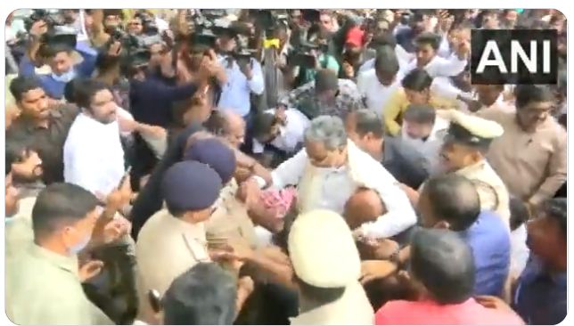 ರಾಜಭವನಕ್ಕೆ ಮುತ್ತಿಗೆ – ಕಾಂಗ್ರೆಸ್ ನಾಯಕರನ್ನ ವಶಕ್ಕೆ ಪಡೆದ ಪೊಲೀಸರು…