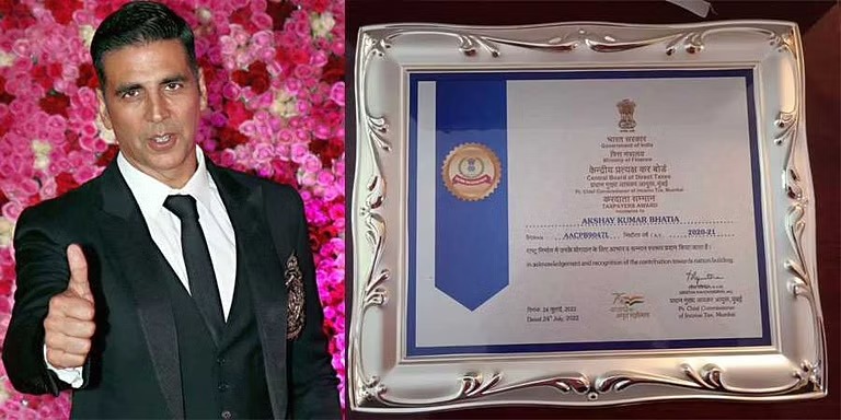 ಅಕ್ಷಯ್ ಕುಮಾರ್  ಅತಿ ಹೆಚ್ಚು ತೆರಿಗೆ ಪಾವತಿದಾರ  – ಆದಾಯ ತೆರಿಗೆ ಇಲಾಖೆಯಿಂದ ಪ್ರಮಾಣ ಪತ್ರ..
