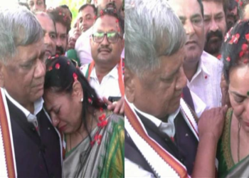 ಜಗದೀಶ್ ಶೆಟ್ಟರ್ ರನ್ನು ತಬ್ಬಿಕೊಂಡು ಕಣ್ಣೀರು ಸುರಿಸಿದ ಪತ್ನಿ!