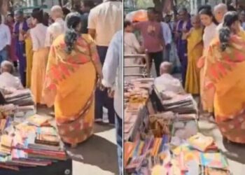 ಸಾಮಾನ್ಯರಂತೆ ರಸ್ತೆಯಲ್ಲಿ ಪುಸ್ತಕ ಖರೀದಿ ಮಾಡಿದ ಮೂರ್ತಿ ಕುಟುಂಬ!