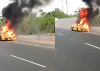 ಹಣಕಾಸಿನ ವೈಮನಸ್ಸು; ರಸ್ತೆಯಲ್ಲಿಯೇ ಹೊತ್ತಿ ಉರಿದ 1 ಕೋಟಿ ರೂ. ಮೌಲ್ಯದ ಲ್ಯಾಂಬೋರ್ಗಿನಿ ಕಾರು