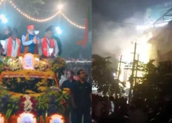ಮೋದಿ ರೋಡ್ ಶೋ ಪಕ್ಕದಲ್ಲಿಯೇ ಅಗ್ನಿ ಅವಘಡ!