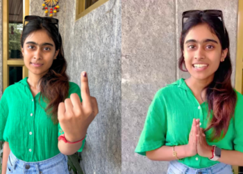 ಅಮೆರಿಕದಿಂದ ಬಂದು ಮತದಾನ ಮಾಡಿದ ಯುವತಿ