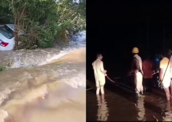 ಶಾಲ್ಮಲಾ ನದಿಗೆ ಬಿದ್ದ ಕಾರು; ಮರವೇರಿ ಪ್ರಾಣ ಉಳಿಸಿಕೊಂಡ ವ್ಯಕ್ತಿ