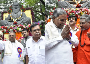 ವಾಲ್ಮೀಕಿ ಪ್ರತಿಮೆಗೆ ನಮಿಸಿದ ಸಿಎಂ ಸಿದ್ದರಾಮಯ್ಯ