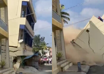 ಏಕಾಏಕಿ ಕುಸಿದ ಮೂರು ಅಂತಸ್ತಿನ ಕಟ್ಟಡ!