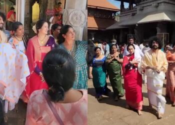 ಮಗುವಿನೊಂದಿಗೆ ಮೂಕಾಂಬಿಕೆ ದರ್ಶನ ಪಡೆದ ಹರ್ಷಿಕಾ, ಭುವನ್!