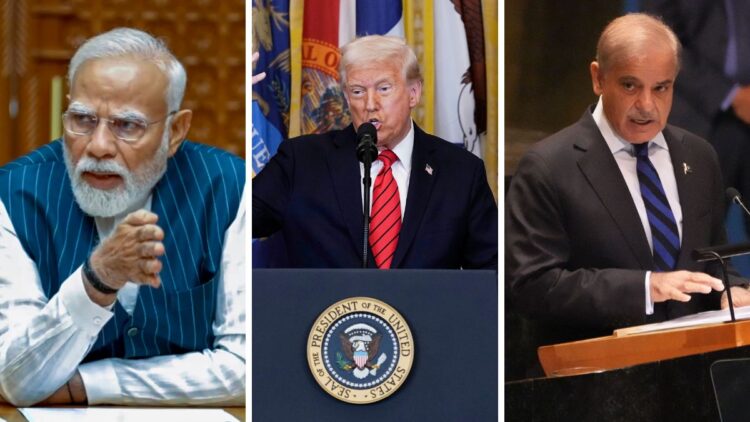 Prime Minister Narendra Modi, US President Donald Trump and Pakistan Prime Minister Shehbaz Sharif | AP