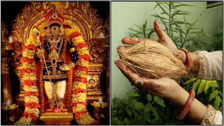 offering a coconut to Lord Murugan to Save Money