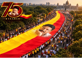 dr-vishnuvardhan-amrutha-mahotsava-grand-rally-half-kilometer-flag-bengaluru